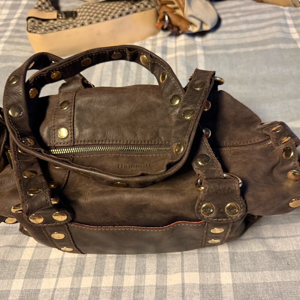 Hammitt Brown Hobo Bag with Gold Accents